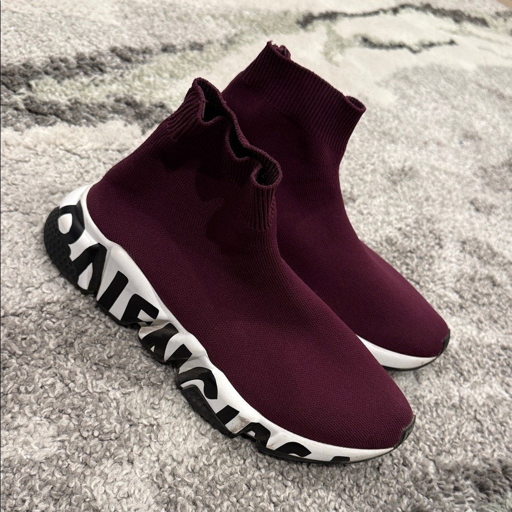 Balenciaga Burgundy Sock Sneakers